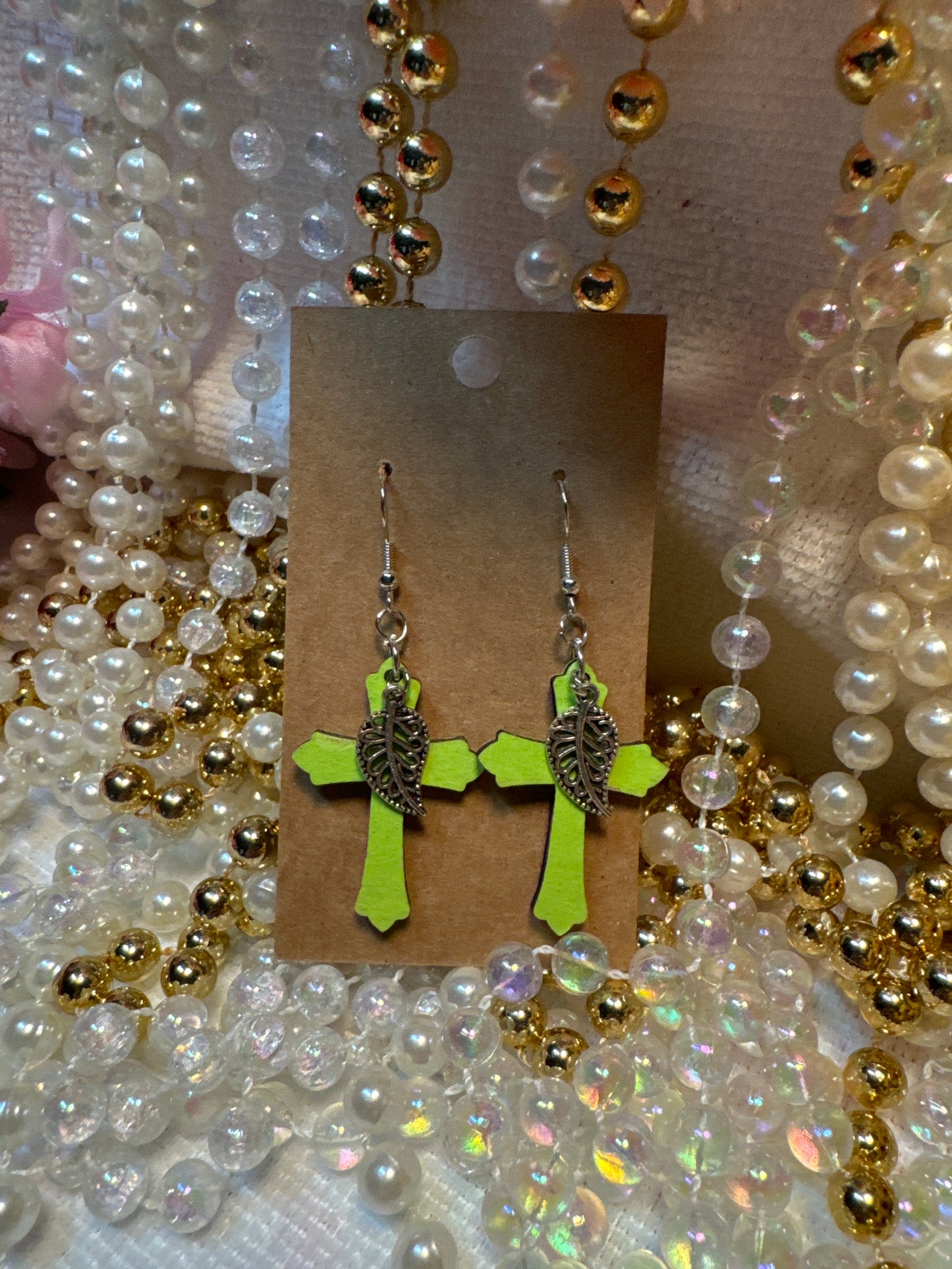 Cross w/ Leaf Charm