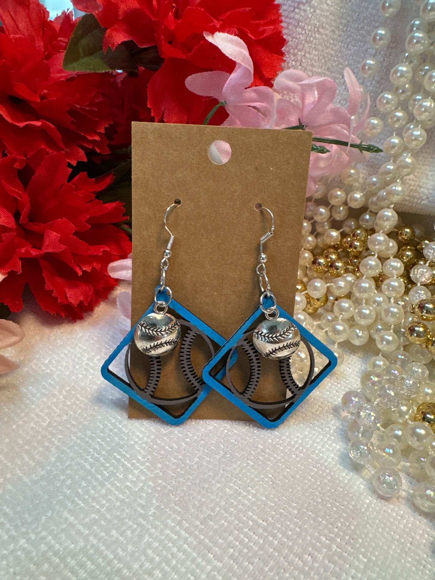 Baseball Earrings w/Charm
