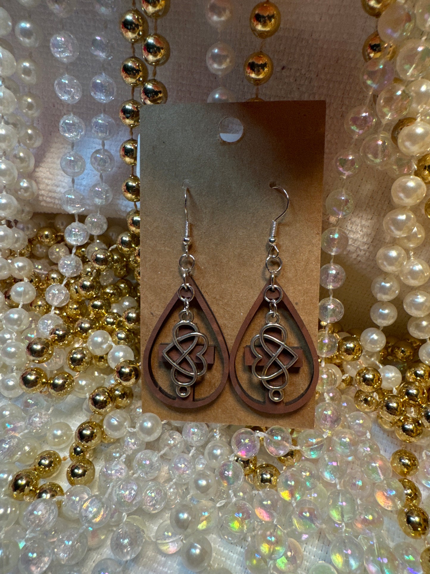 Cross w/Heart Charm Earrings